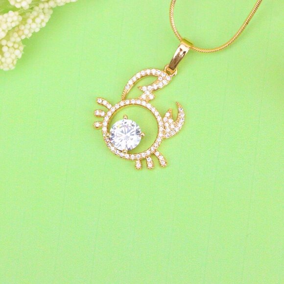 "Cancer Zodiac Rose Gold Pendant with Sparkling CZ Stone Center, XPPT1542 - Picture 13 of 13
